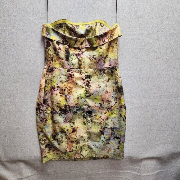 Mcginn Strapless Dress Cooling Magma Sz 10 Watercolor Artsy Cocktail Pockets! - Picture 7 of 8